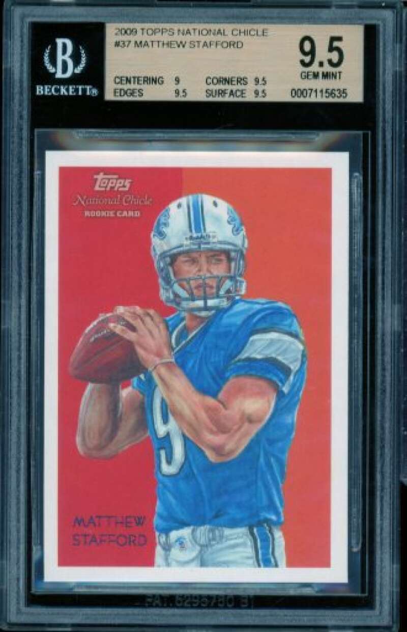 Matthew Stafford Rookie Card 2009 Topps National Chicle #37 (pop 6) BGS 9.5 Image 1