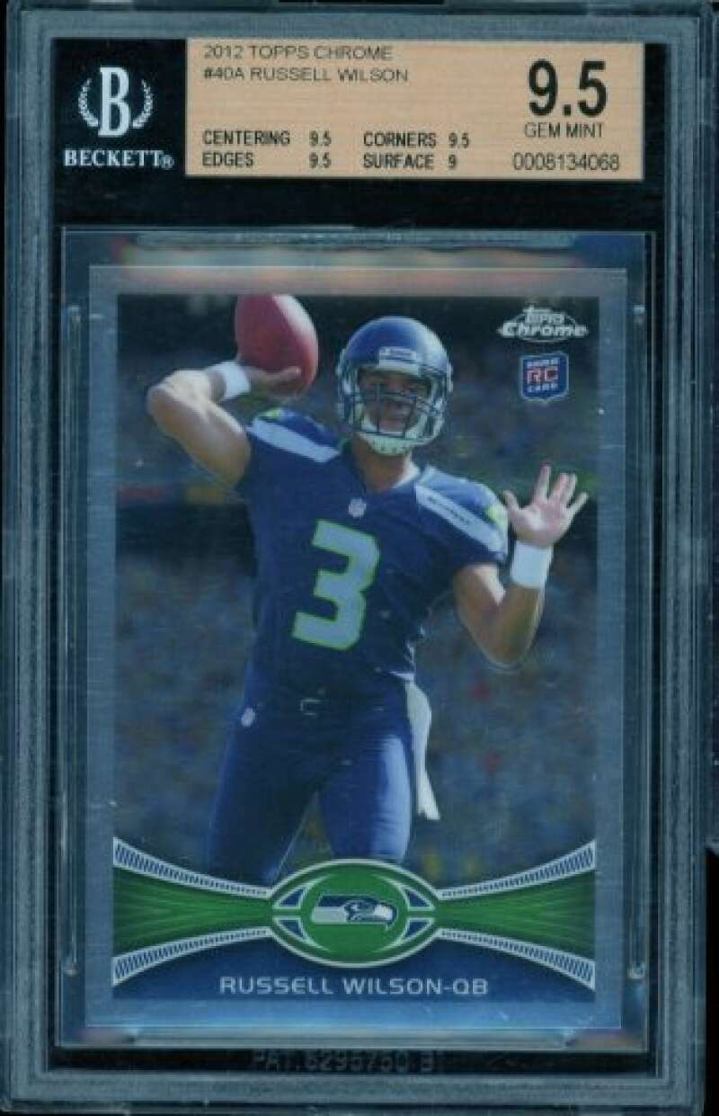 Russell Wilson Rookie Card 2012 Topps Chrome #40a BGS 9.5 Image 1