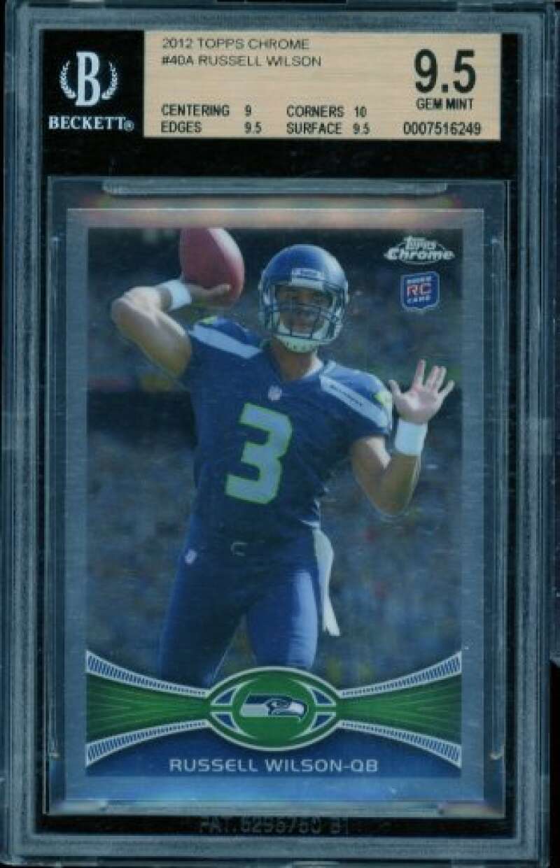 Russell Wilson Rookie Card 2012 Topps Chrome #40a BGS 9.5 Image 1