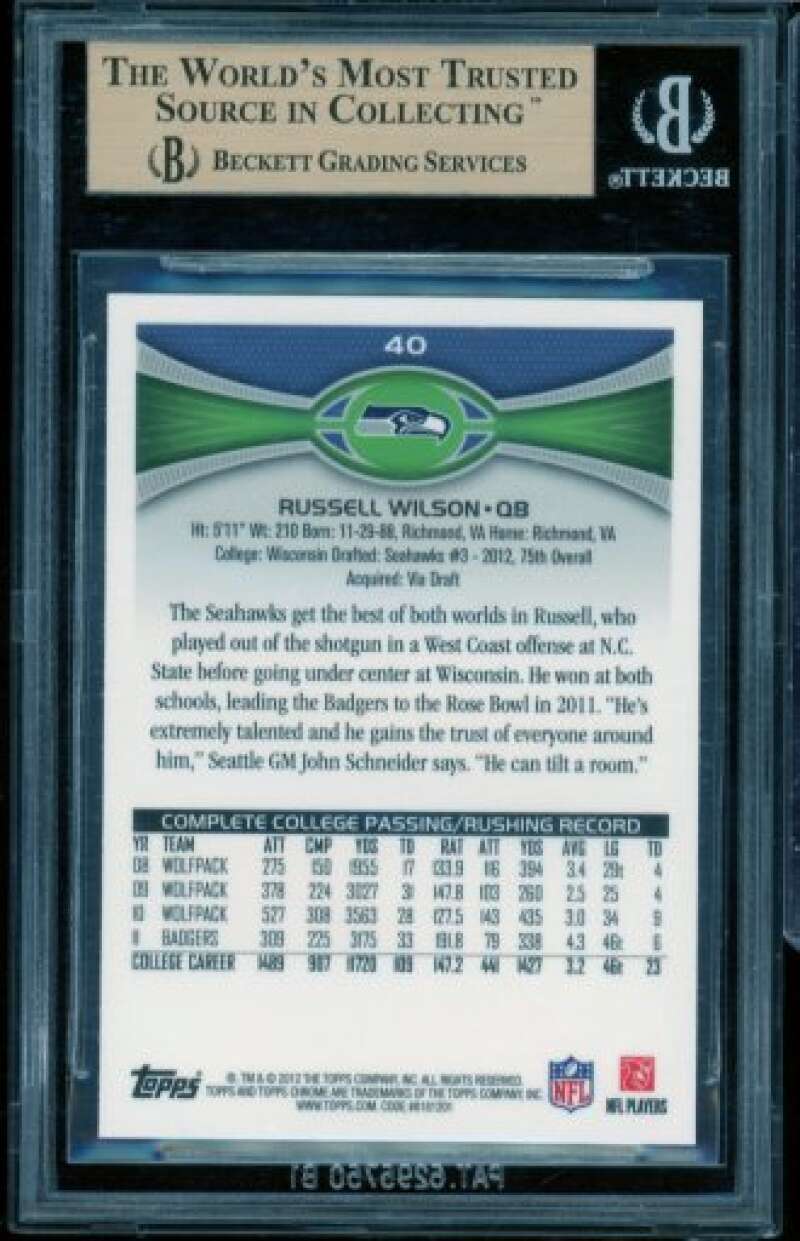 Russell Wilson Rookie Card 2012 Topps Chrome #40a BGS 9.5 Image 2