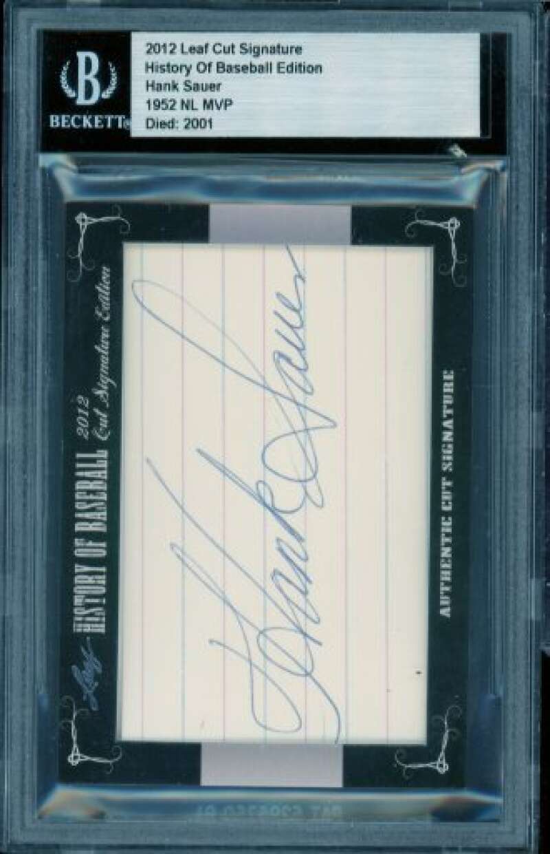Hank Sauer 2012 Leaf Cut Signature History Of Baseball Edition #NNO BGS Image 1