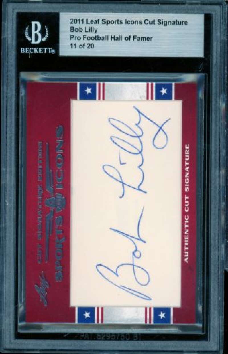 Bob Lilly Card 2011 Leaf Sports Icons Cut Signature #11 BGS Authentic Image 1