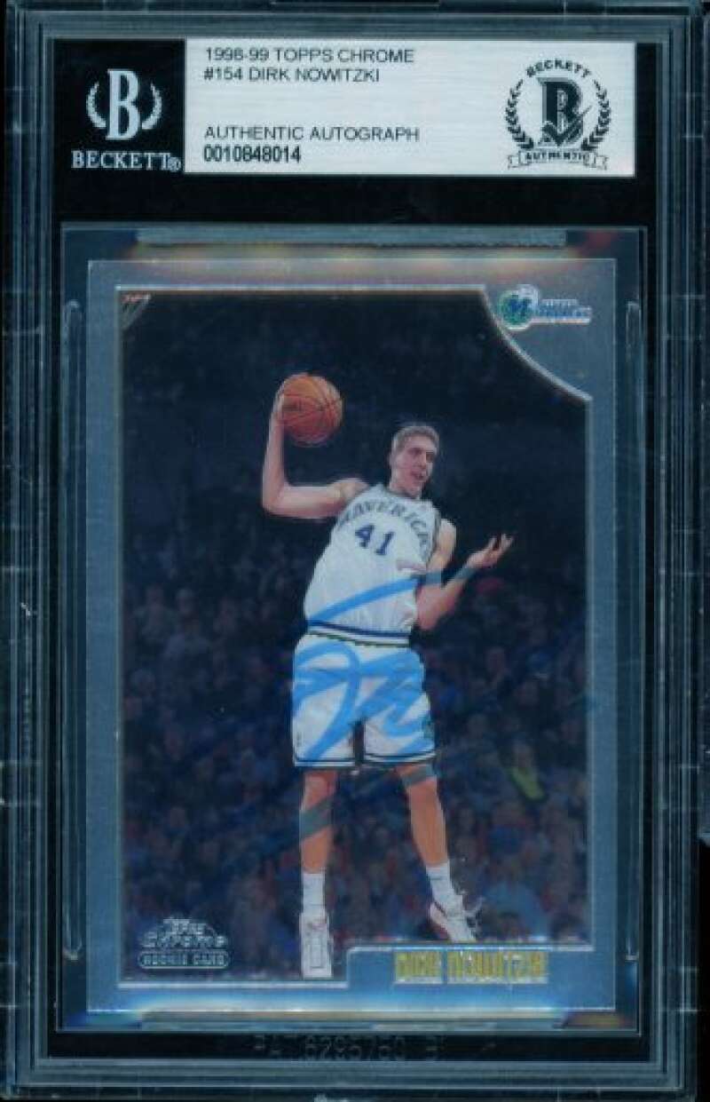 Dirk Nowitzki Rookie Card 1998-99 Topps Chrome Autograph #154 BGS BAS Authentic Image 1