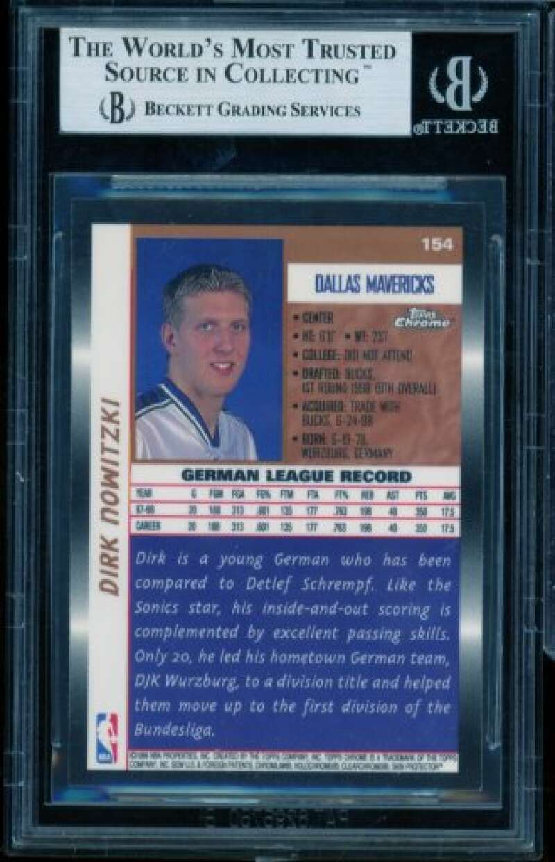 Dirk Nowitzki Rookie Card 1998-99 Topps Chrome Autograph #154 BGS BAS Authentic Image 2