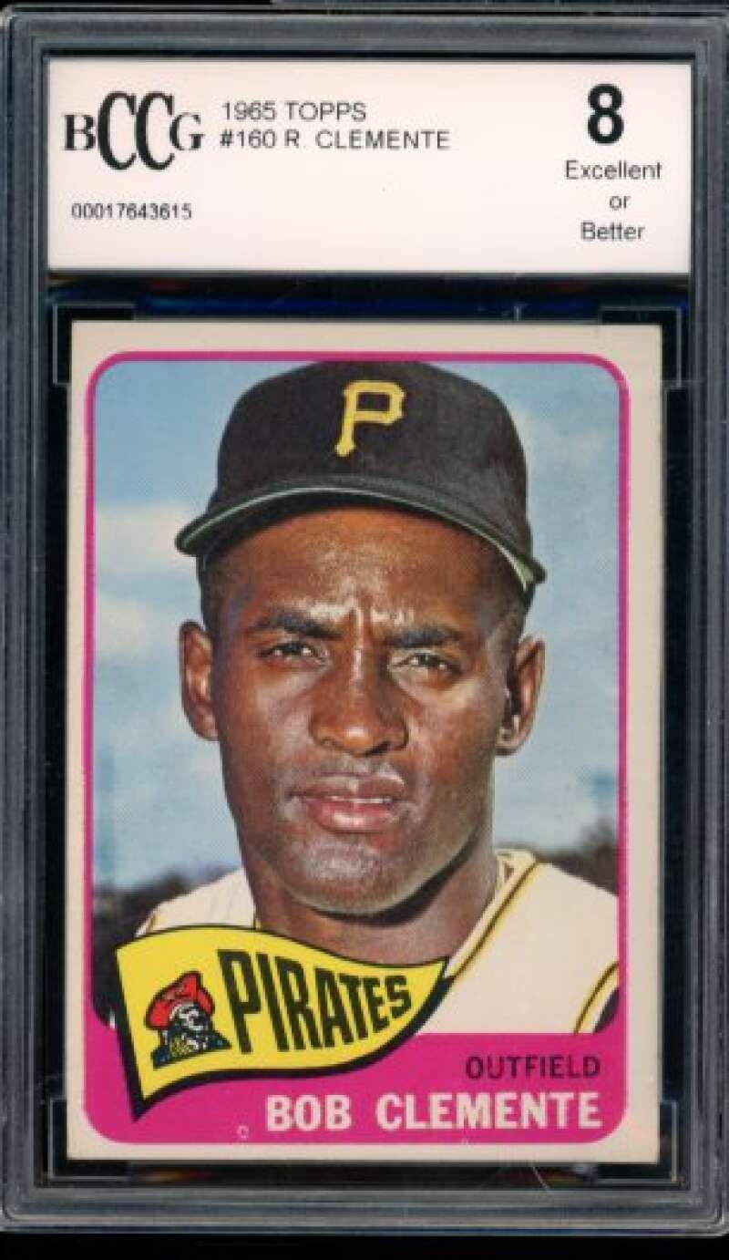 1965 Topps #160 Roberto Clemente Card BGS BCCG 8 Excellent+ Image 1