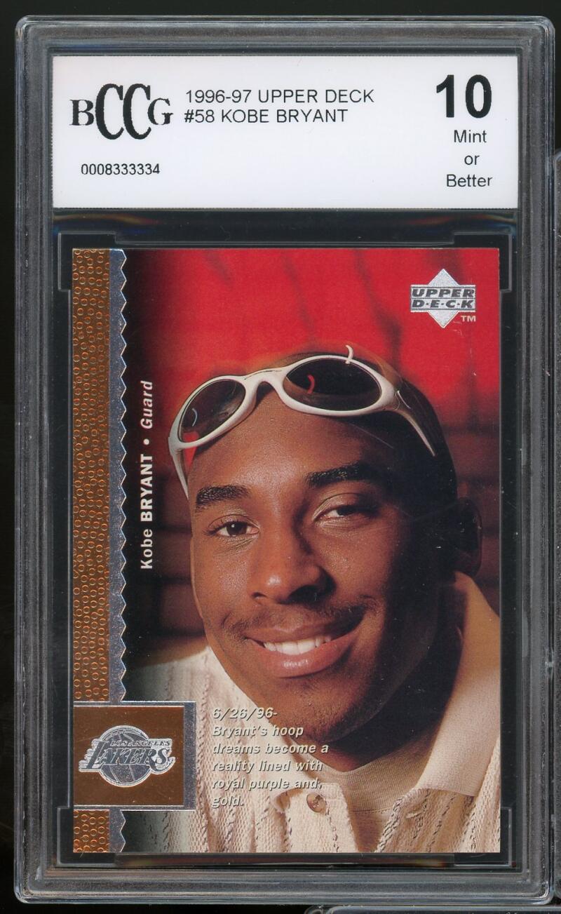 1996-97 Upper Deck #58 Kobe Bryant Rookie Card BCCG 10 Mint+ Image 1