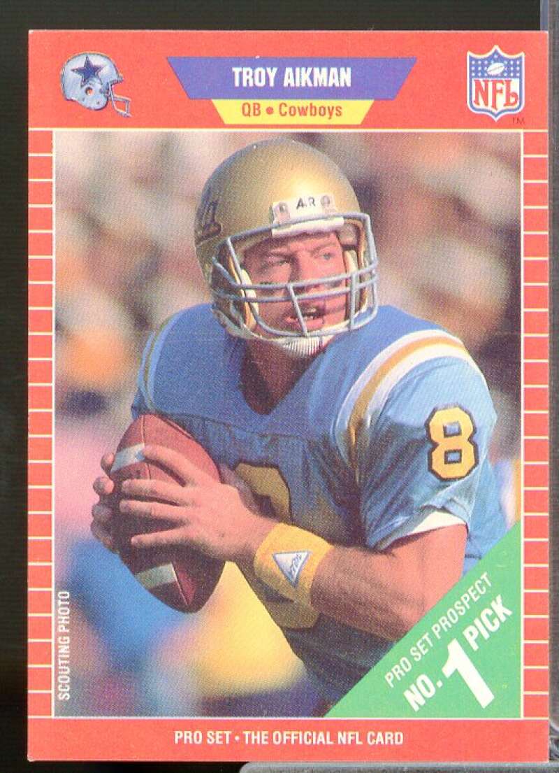 Troy Aikman Rookie Card 1989 Pro Set #490  Image 1