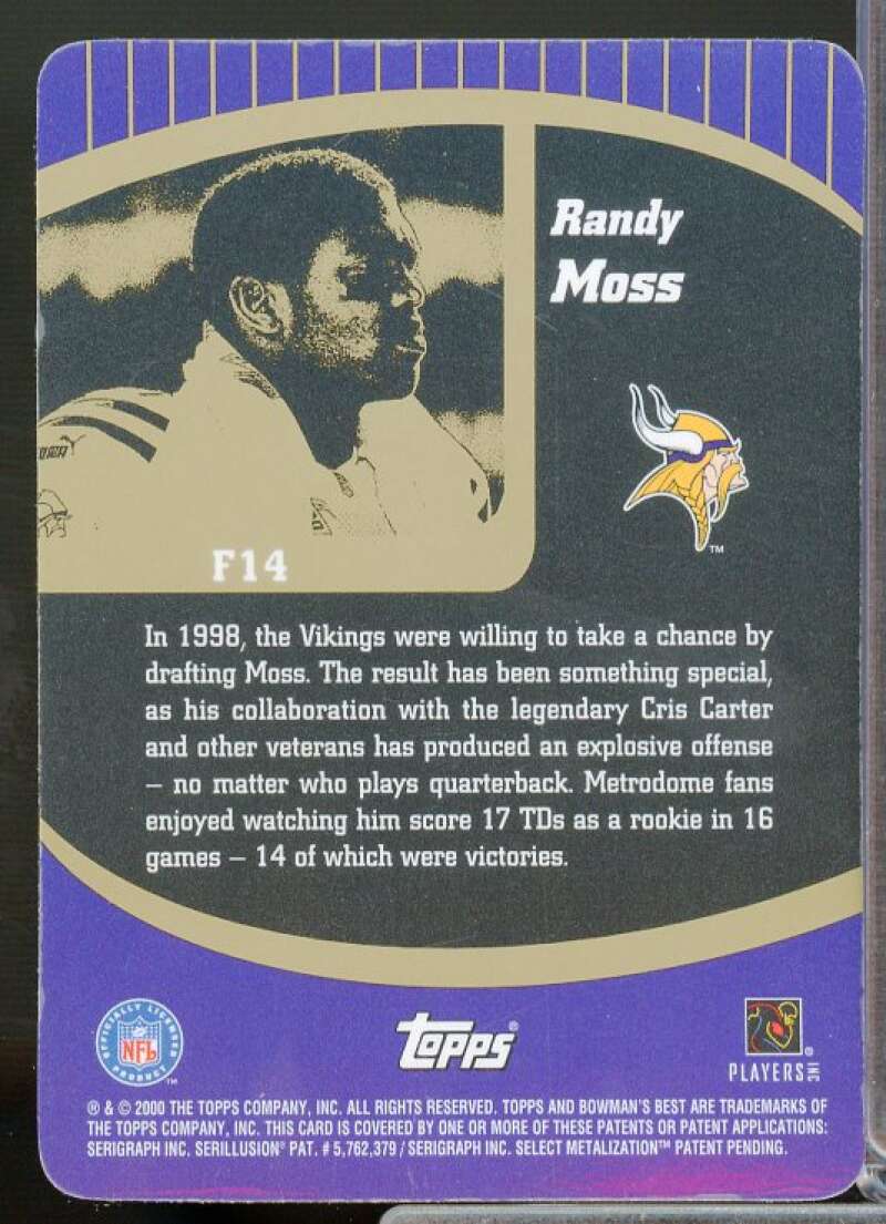 Randy Moss Card 2000 Bowman's Best Franchise 2000 #F14  Image 2