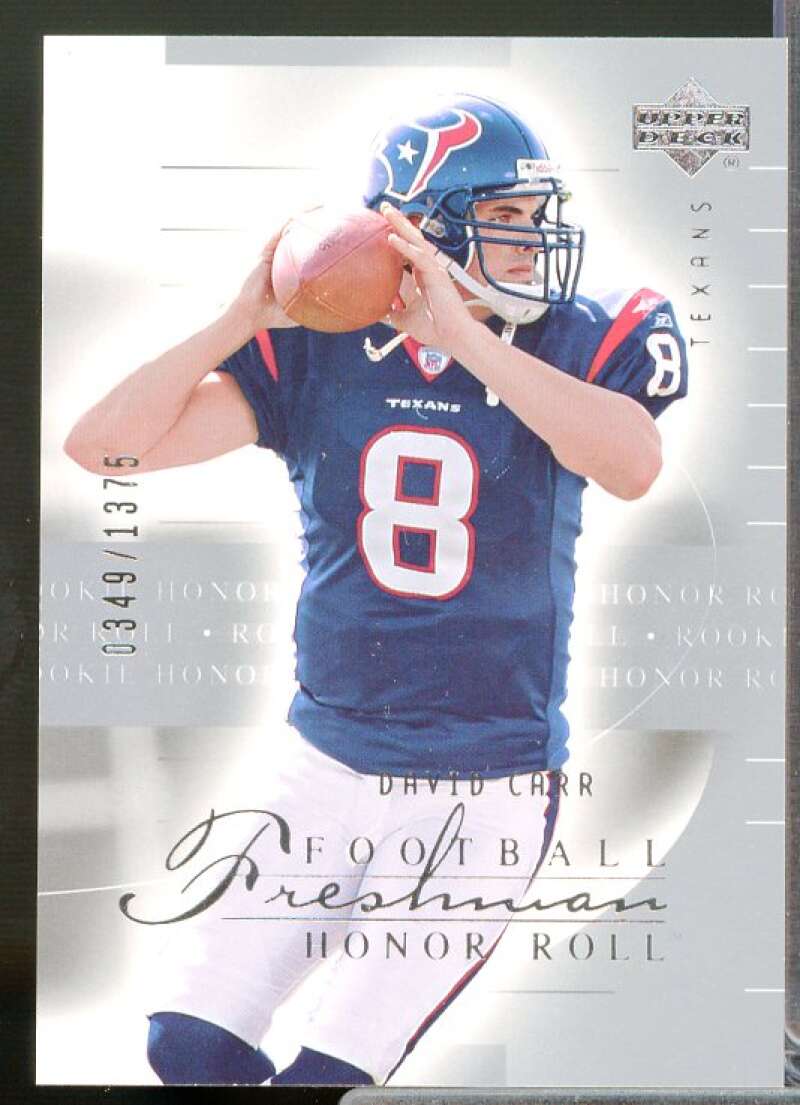 David Carr Rookie Card 2002 Upper Deck Honor Roll #113  Image 1
