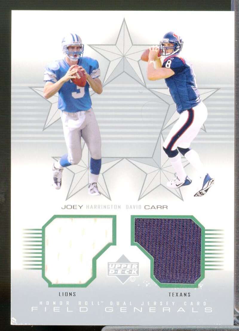 David Carr/Joey Harrington 2002 Honor Roll Field Generals Dual Jerseys #FGCH  Image 1