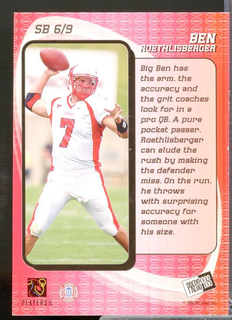 Ben Roethlisberger Rookie Card 2004 Press Pass Showbound #SB6  Image 2