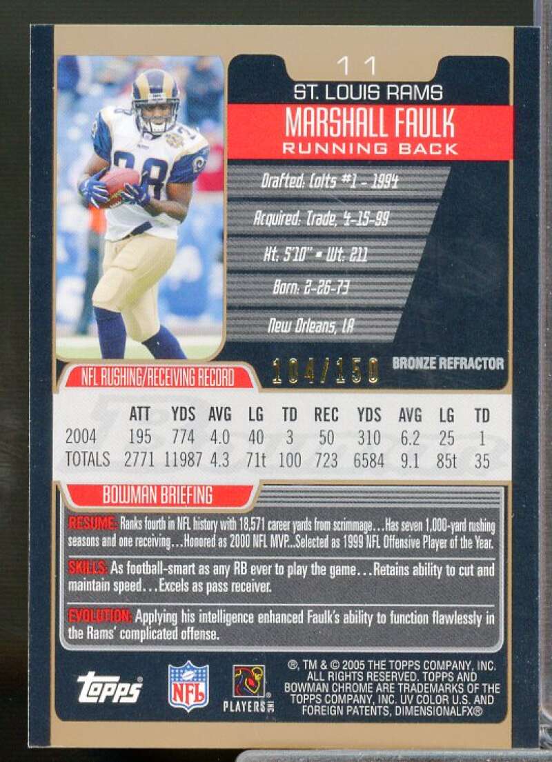 Marshall Faulk Card 2005 Bowman Chrome Bronze Refractors #11  Image 2