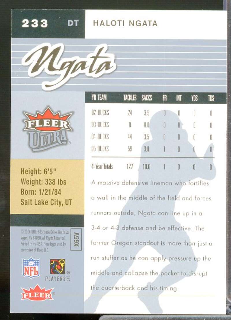 Haloti Ngata Rookie Card 2006 Ultra Platinum Medallion #233  Image 2