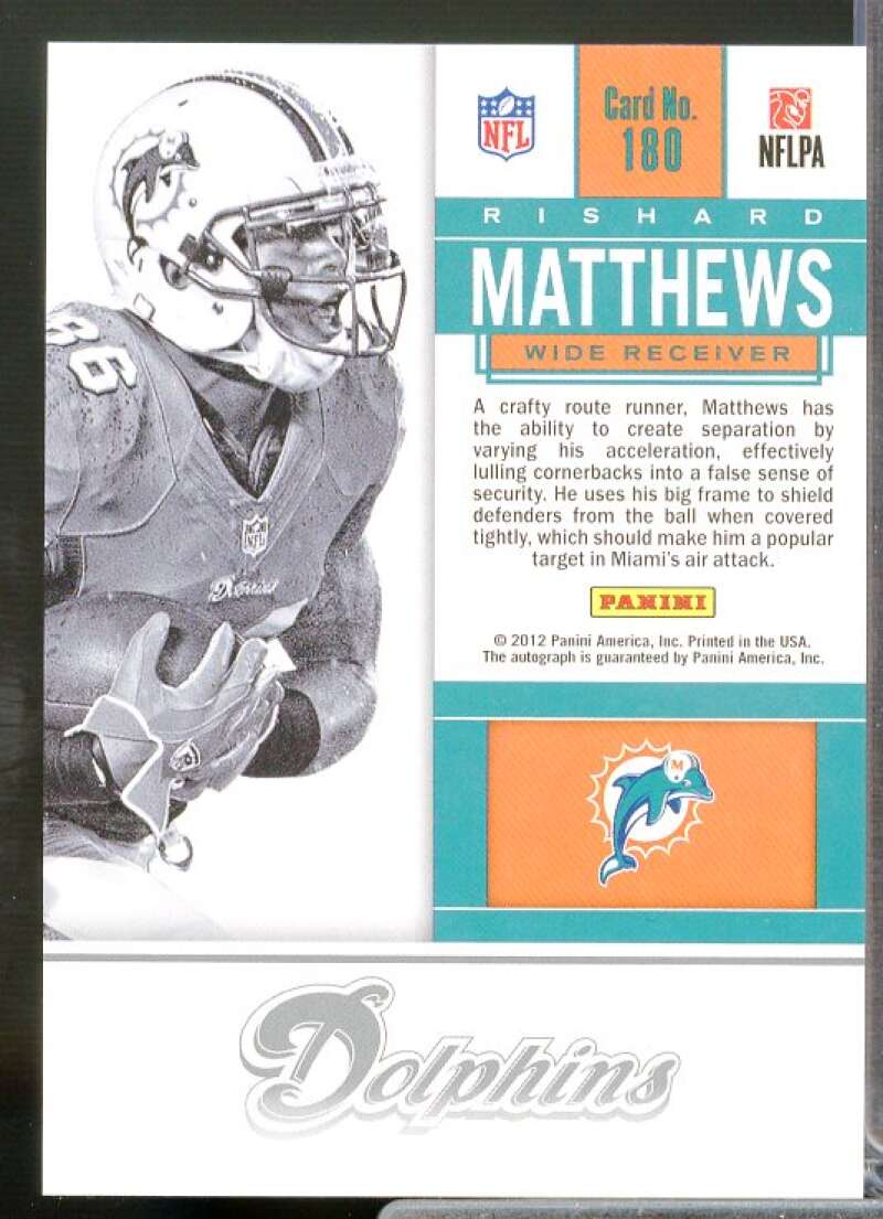Rishard Matthews AU Rookie Card 2012 Panini Contenders #180A  Image 2