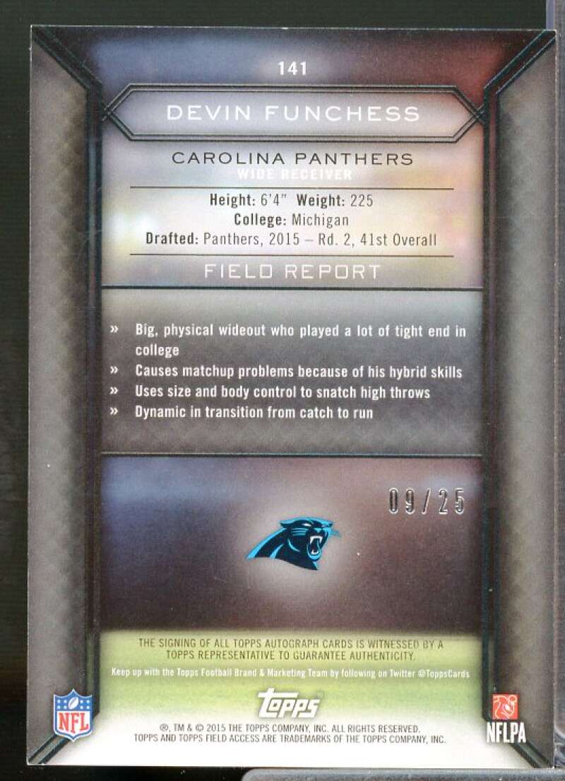 Devin Funchess Rookie Card 2015 Topps Field Access Autographs Purple #141  Image 2