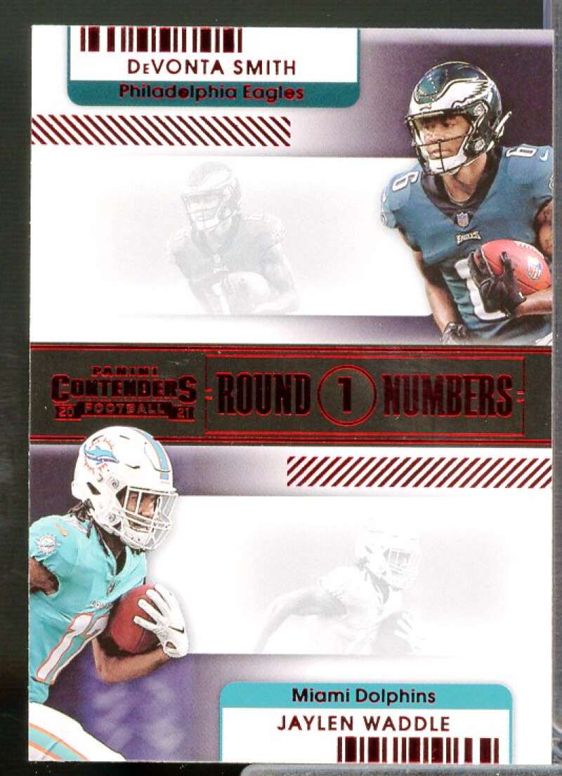 DeVonta Smith/Jaylen Waddle Card 2021 Panini Contenders Round Numbers Ruby #3  Image 1