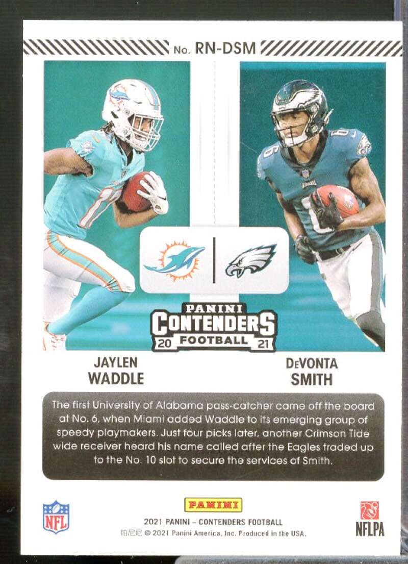 DeVonta Smith/Jaylen Waddle Card 2021 Panini Contenders Round Numbers Ruby #3  Image 2
