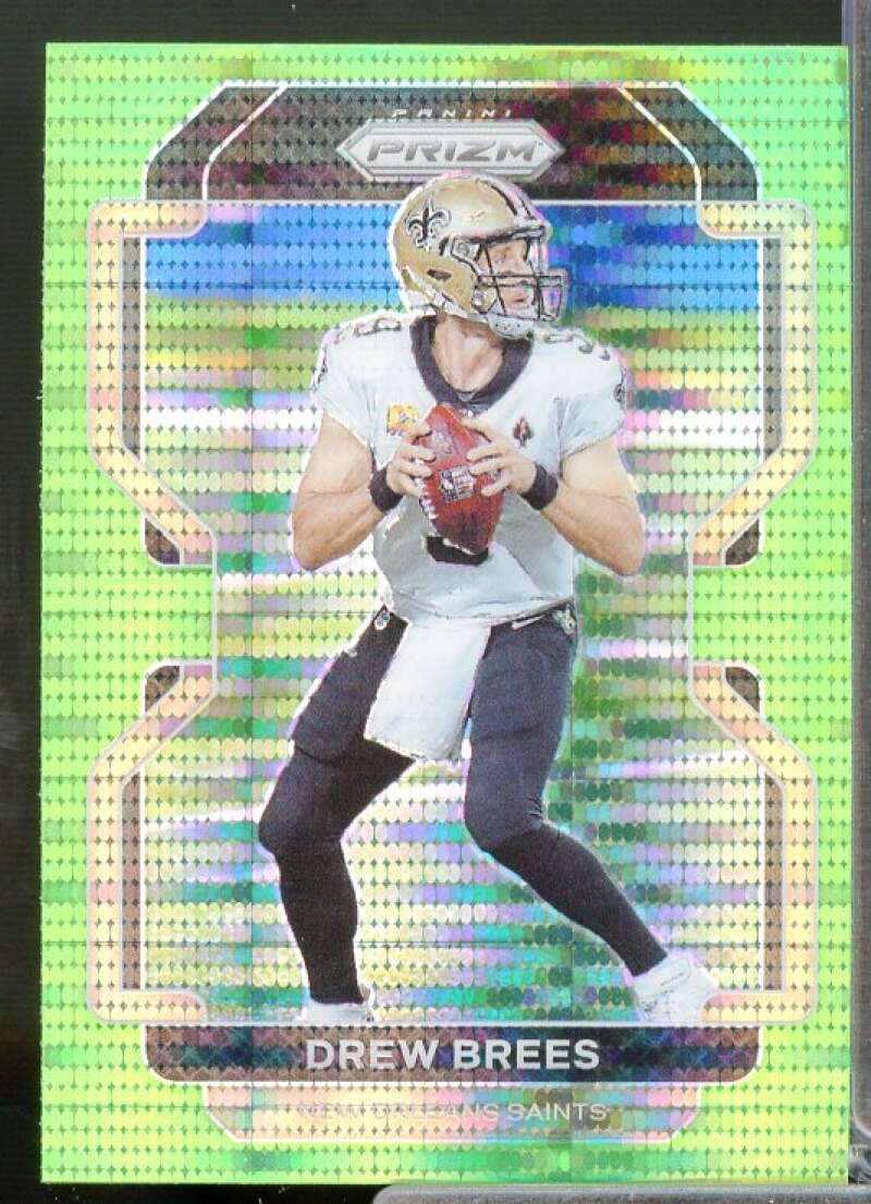 Drew Brees Card 2021 Panini Prizm Prizms Neon Green Pulsar #309  Image 1