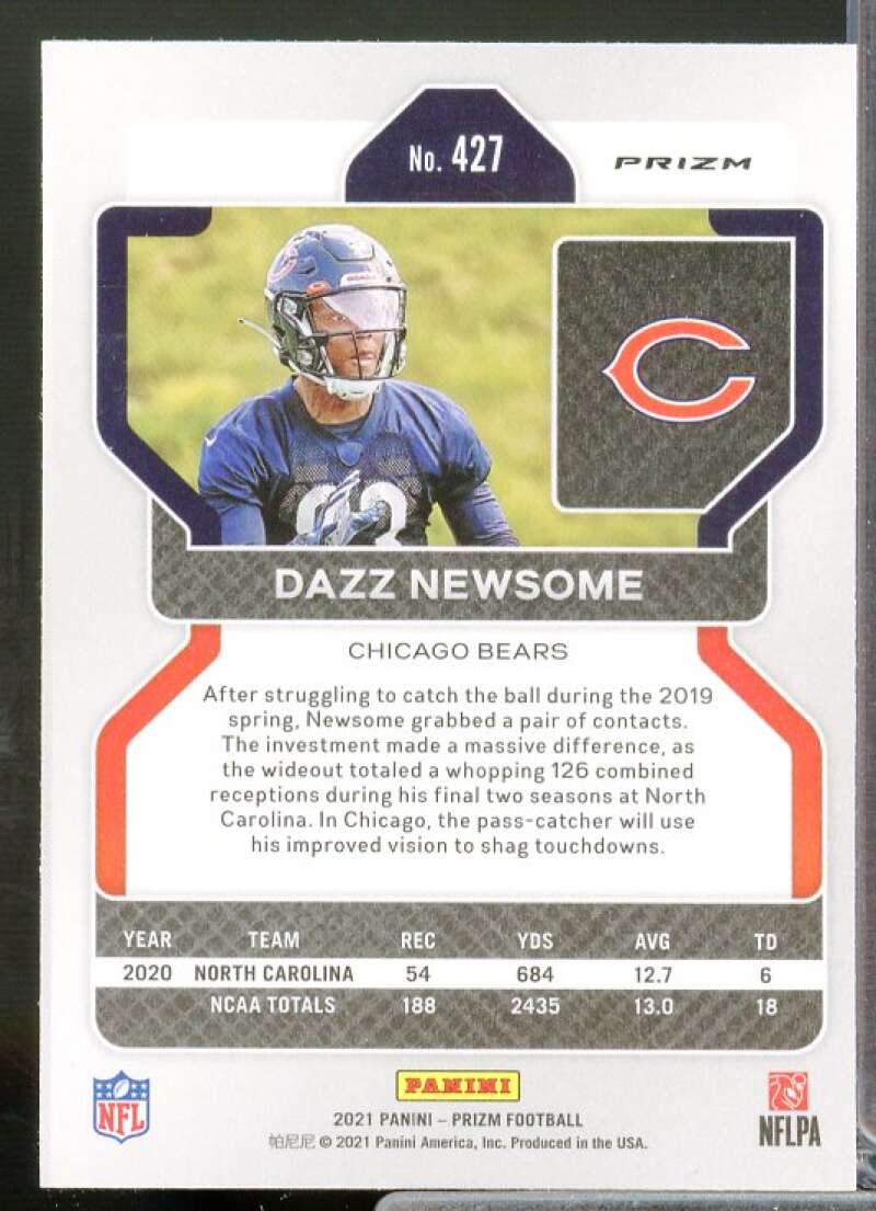 Dazz Newsome Rookie Card 2021 Panini Prizm Prizms Black and Red Checker #427  Image 2