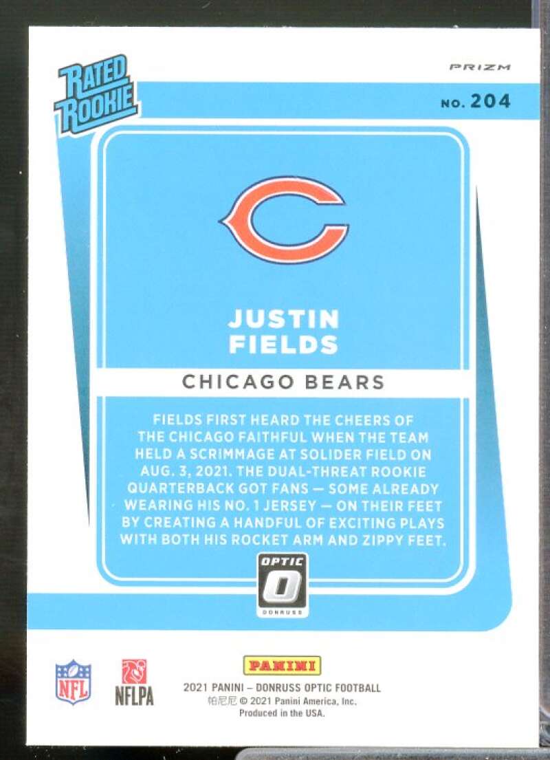 Justin Fields Rookie Card 2021 Donruss Optic Purple Shock #204  Image 2