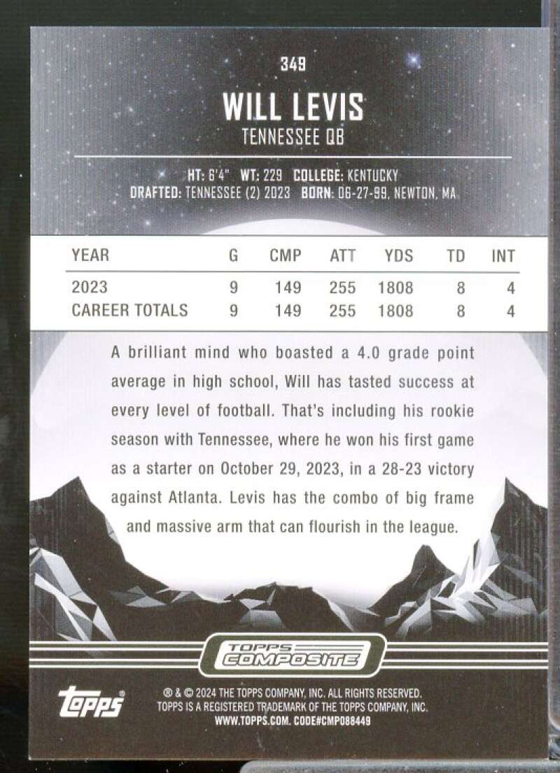 Will Levis MIDNIGHT Rookie Card 2023 Topps Composite #349  Image 2