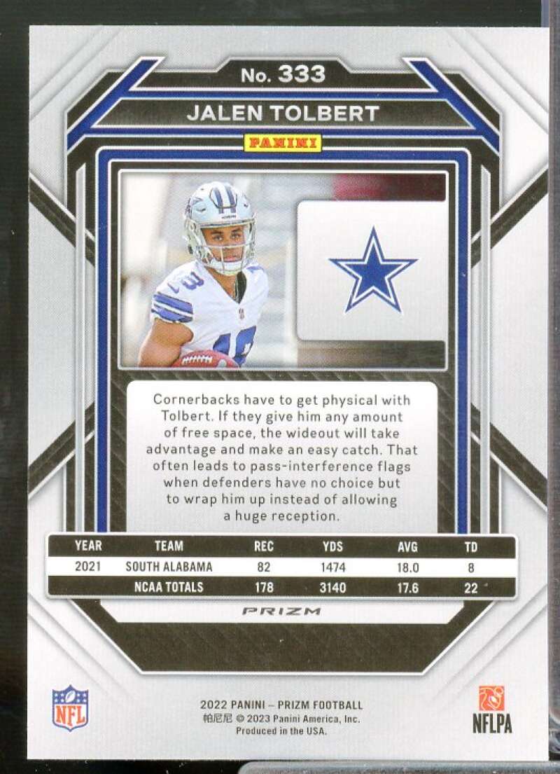 Jalen Tolbert Rookie Card 2022 Panini Prizm Prizms Green #333  Image 2