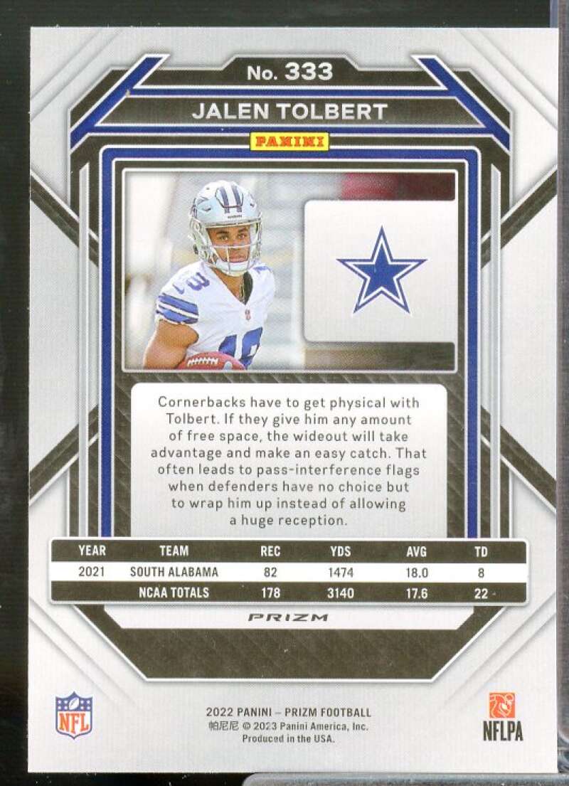 Jalen Tolbert Rookie Card 2022 Panini Prizm Prizms Red White and Blue #333  Image 2