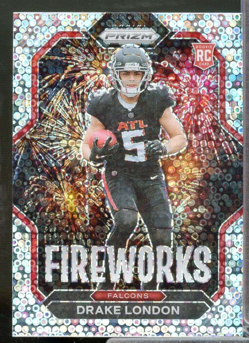 Drake London Rookie Card 2022 Panini Prizm Fireworks Prizms No Huddle #20  Image 1