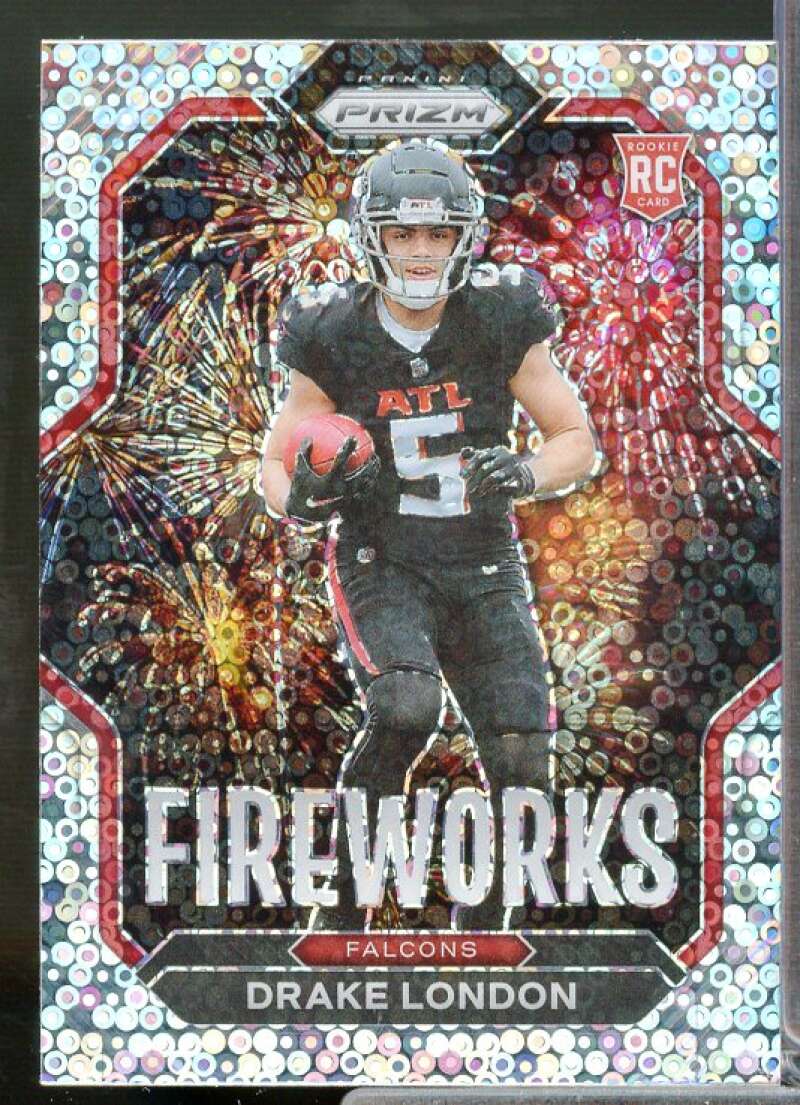Drake London Rookie Card 2022 Panini Prizm Fireworks Prizms No Huddle #20  Image 1