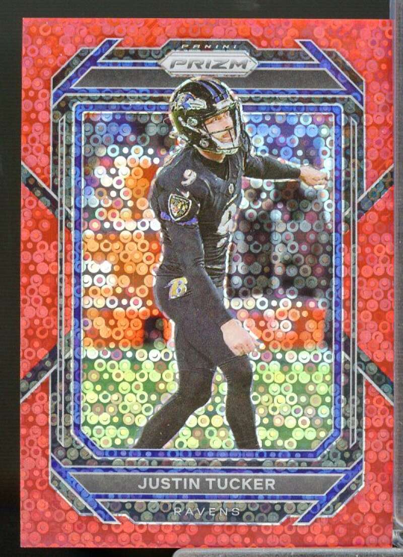 Justin Tucker Card 2022 Panini Prizm Prizms No Huddle Red #26  Image 1