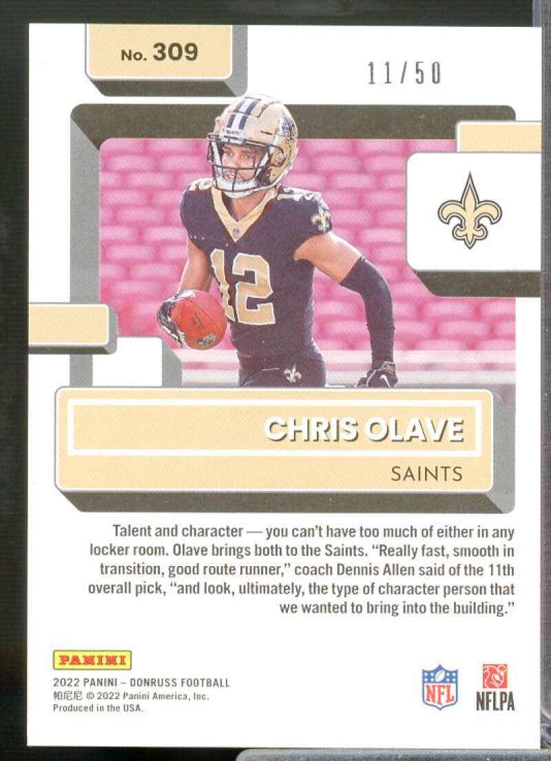 Chris Olave Rookie Card 2022 Donruss Press Proof Gold #309  Image 2