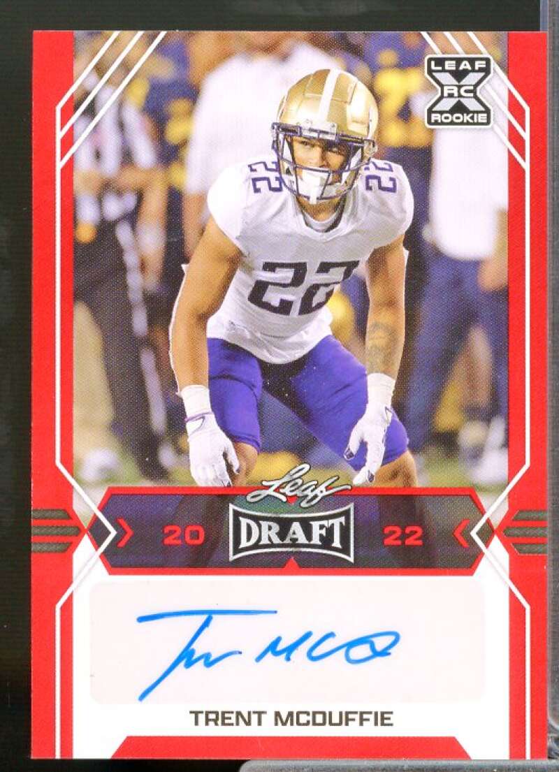 Trent McDuffie Rookie Card 2022 Leaf Draft and Prospects Autographs Red #BATM2  Image 1
