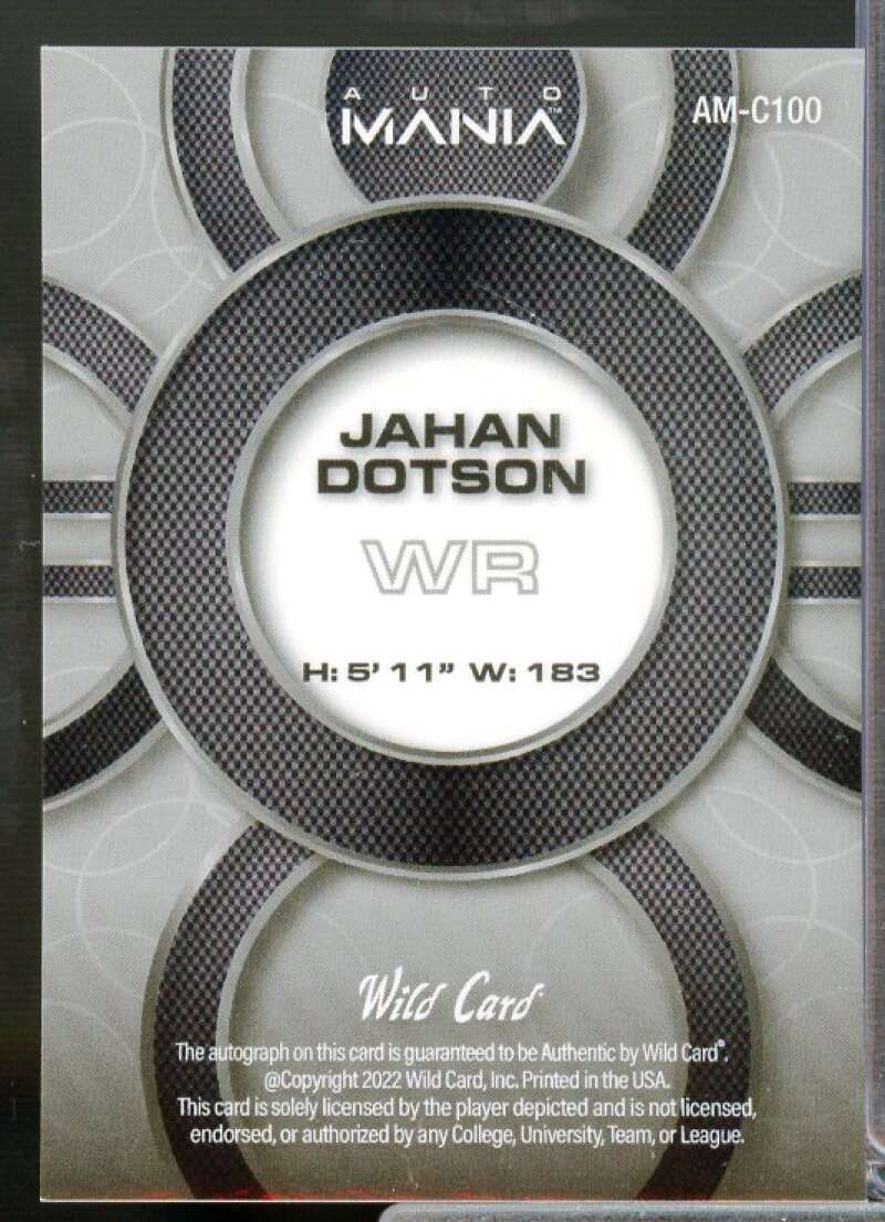 Rookie Card 2022 Wild Card Auto Mania Jahan Dotson #AM-C100  Image 2