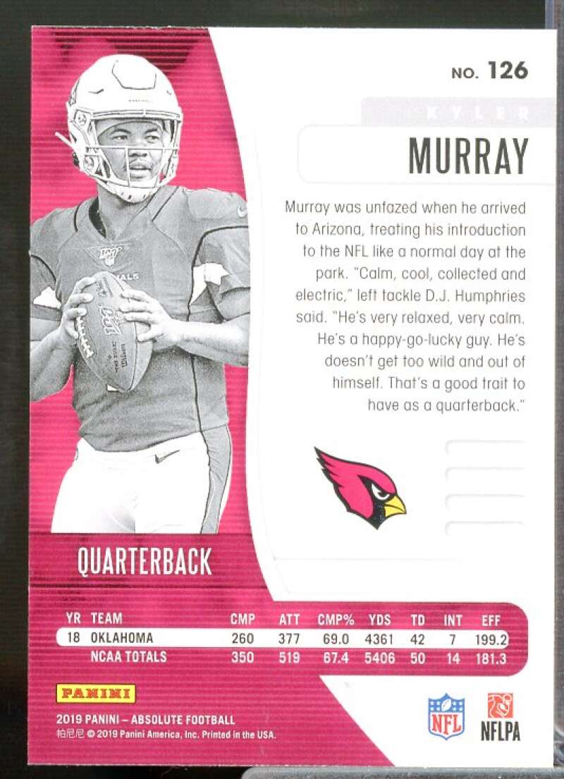 Kyler Murray Rookie Card 2019 Absolute #126  Image 2