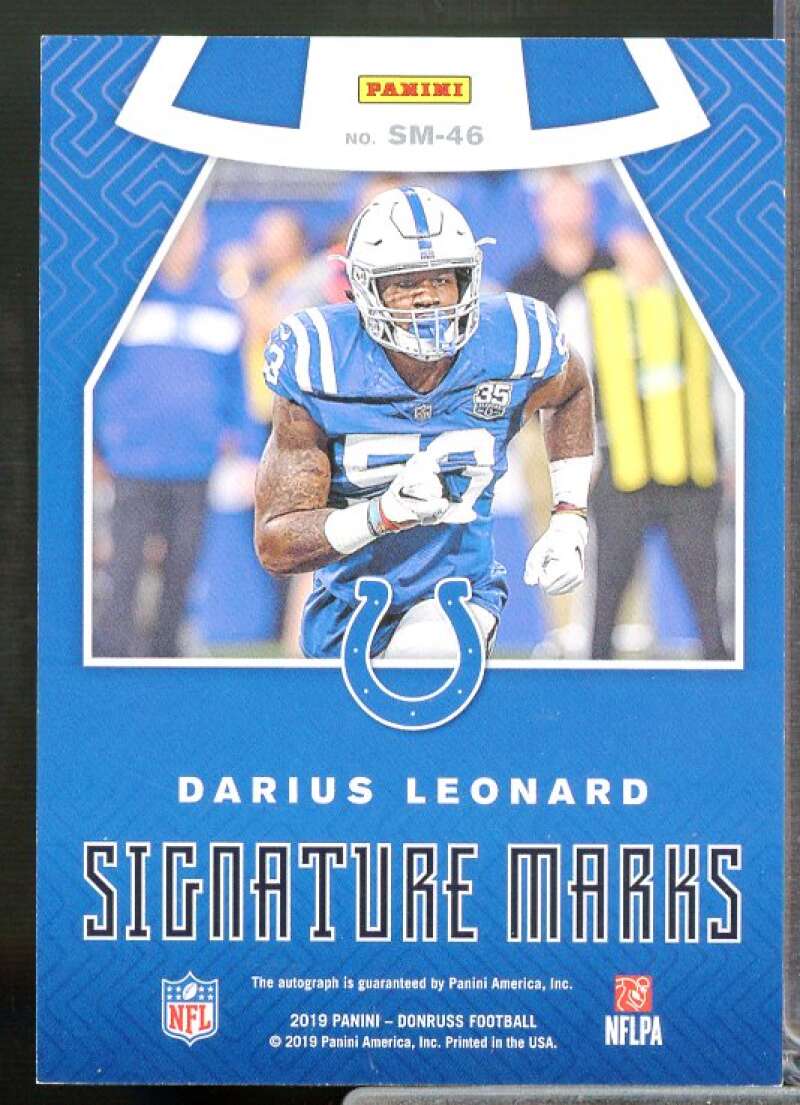 Darius Leonard Rookie Card 2019 Donruss Signature Marks #46  Image 2