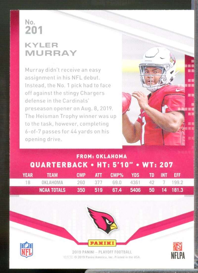 Kyler Murray Rookie Card 2019 Playoff Kickoff #201  Image 2