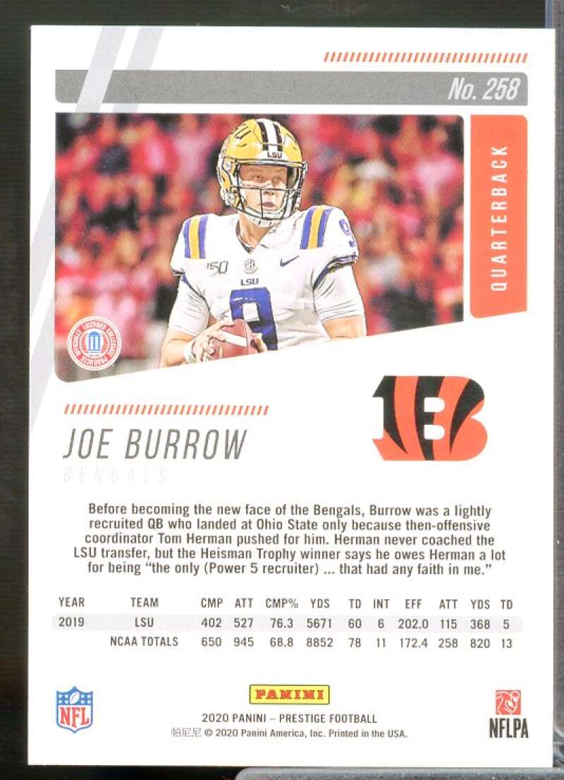 Joe Burrow Rookie Card 2020 Prestige #258  Image 2