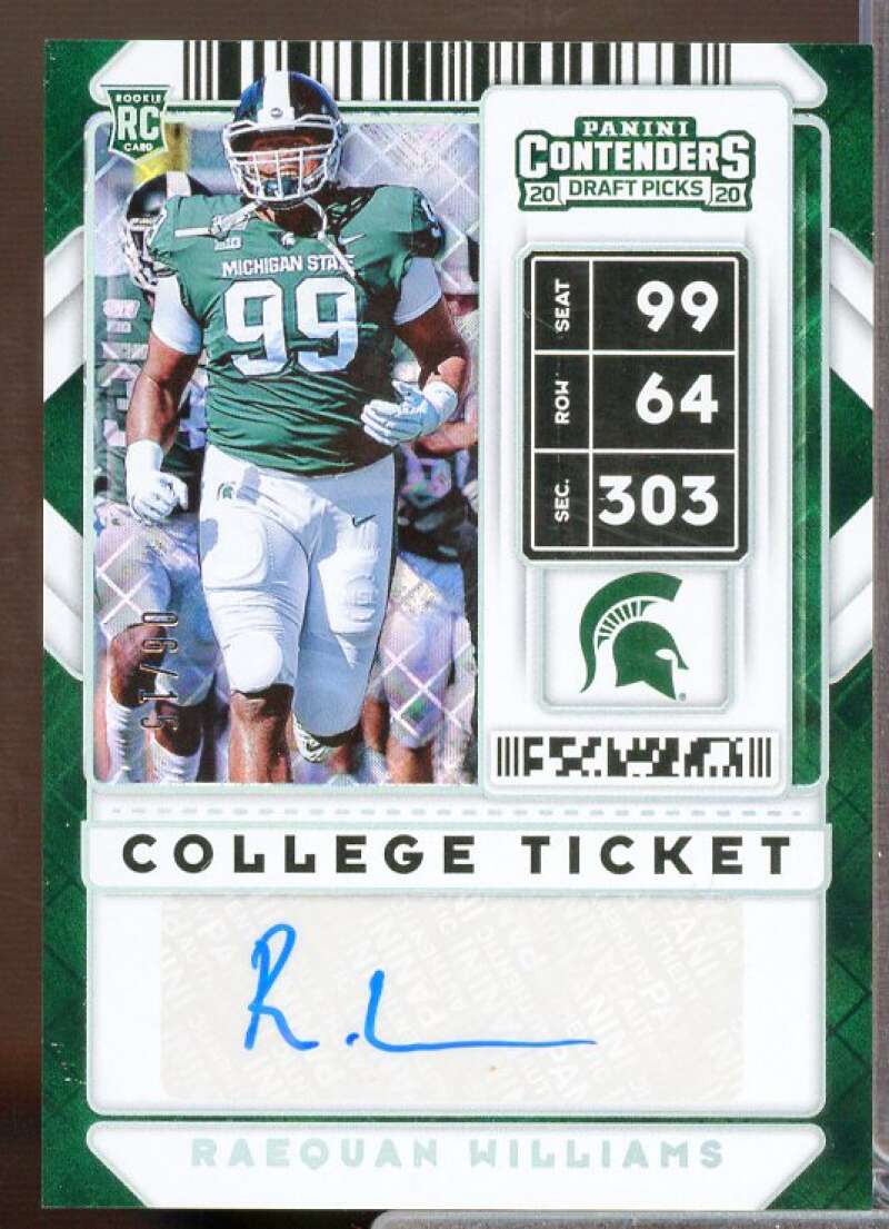 Raequan Williams AU Card 2020 Panini Contenders Draft Picks Diamond Ticket #254  Image 1