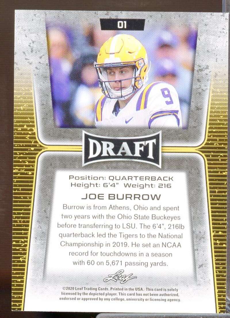 Joe Burrow Rookie Card 2020 Leaf Draft #1  Image 2