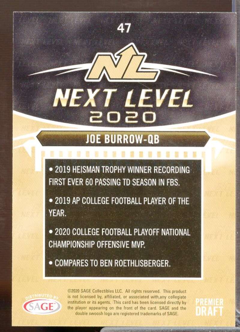 Joe Burrow Rookie Card 2020 SAGE HIT #47  Image 2