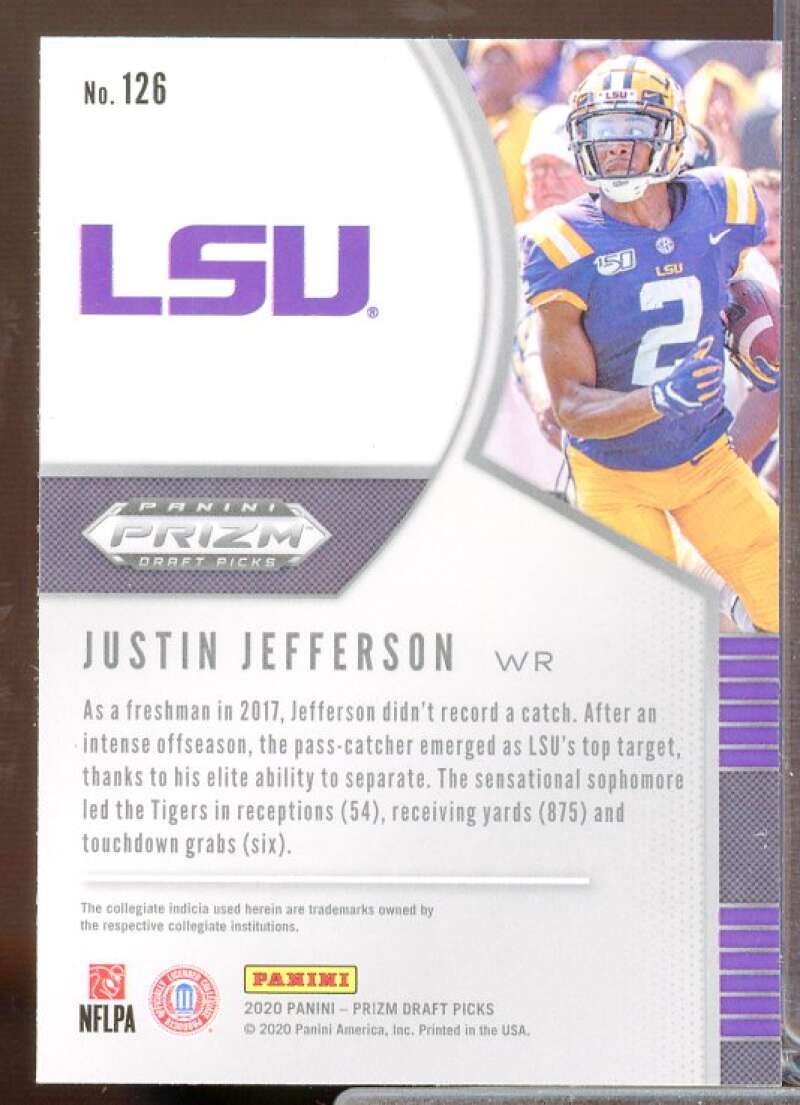 Justin Jefferson Rookie Card 2020 Panini Prizm Draft Picks #126  Image 2
