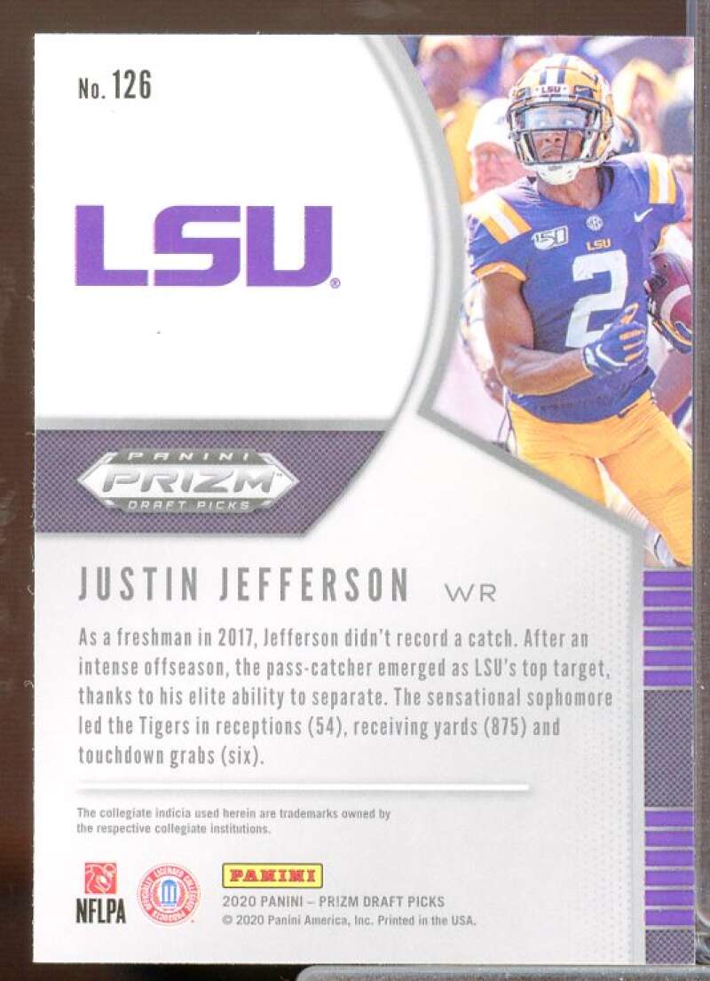 Justin Jefferson Rookie Card 2020 Panini Prizm Draft Picks #126  Image 2
