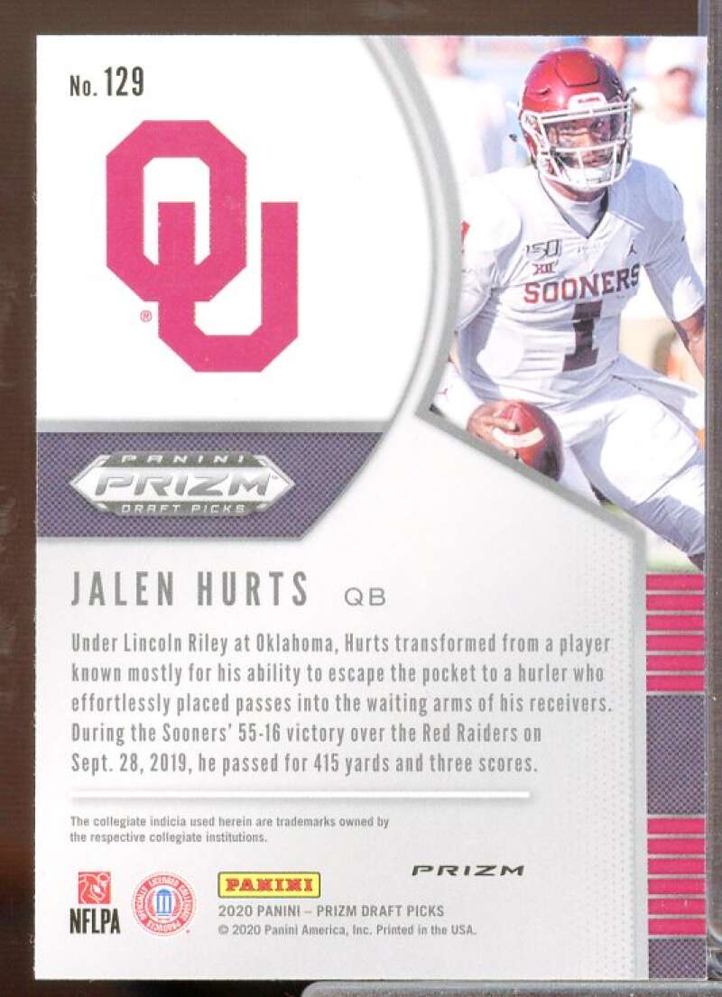 Jalen Hurts Rookie Card 2020 Panini Prizm Draft Picks Prizms Red #129  Image 2