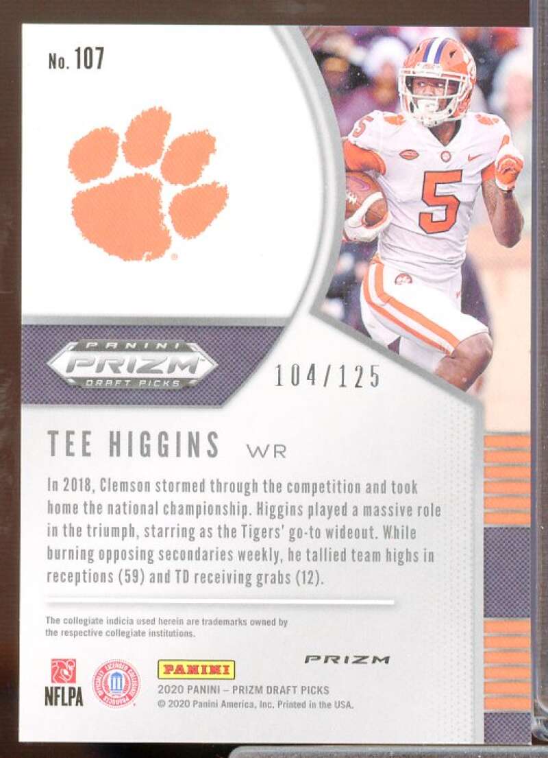 Tee Higgins Rookie Card 2020 Panini Prizm Draft Picks Prizms Neon Green #107  Image 2