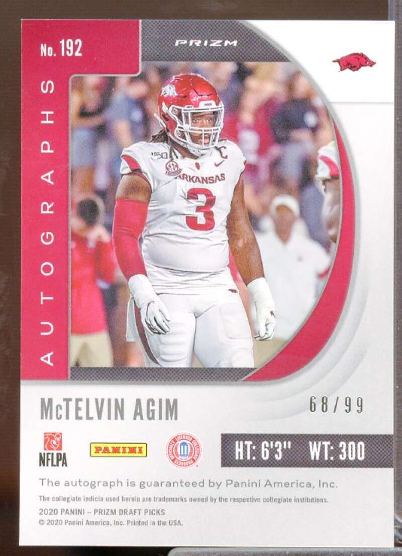 McTelvin Agim 2020 Prizm Draft Picks Autograph Prizms Red White and Blue #192  Image 2