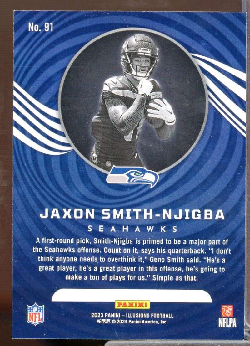 Jaxon Smith-Njigba Rookie Card 2023 Panini Illusions Emerald #91  Image 2
