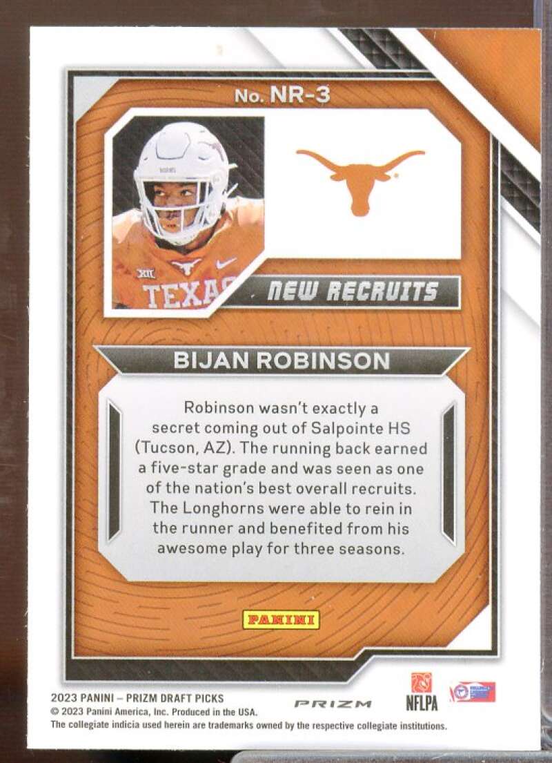 Bijan Robinson Rookie 2023 Panini Prizm Draft Picks New Recruits Gold Ice #3  Image 2