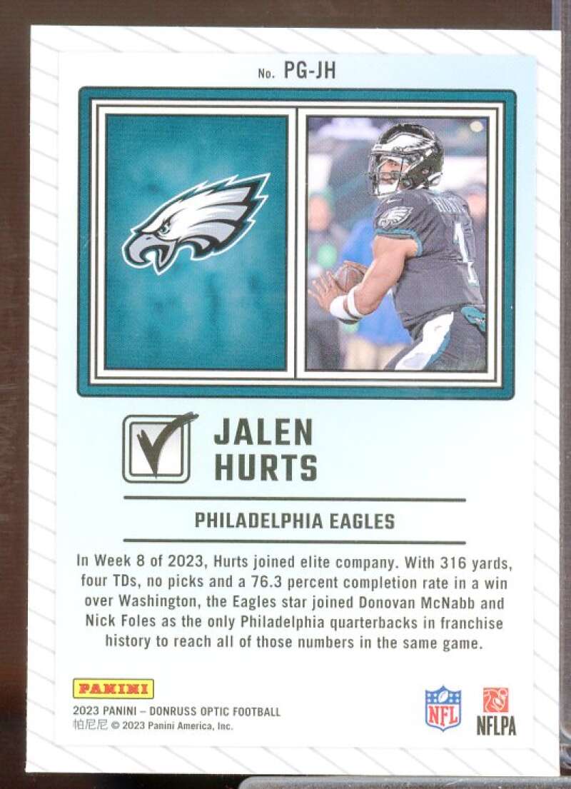Jalen Hurts Card 2023 Donruss Optic Passing Grade #3  Image 2