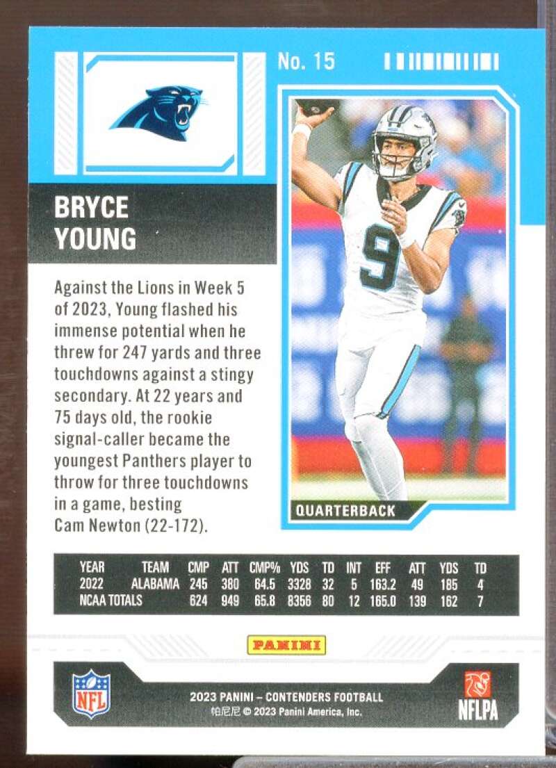 Bryce Young Rookie Card 2023 Panini Contenders #15  Image 2