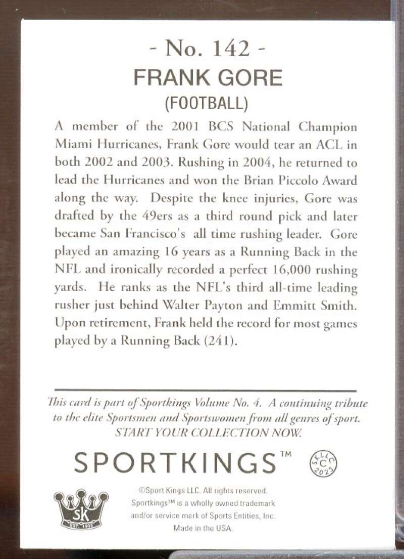 Frank Gore Card 2023 Sportkings Volume 4 Light Blue #142  Image 2